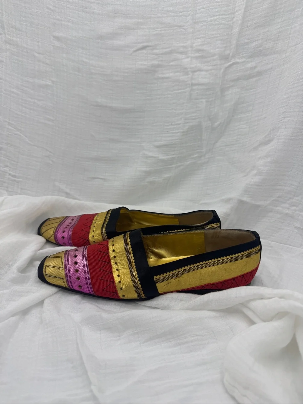 ITALIAN Multicolor Embroidered Loafers - Pink, Red & Gold